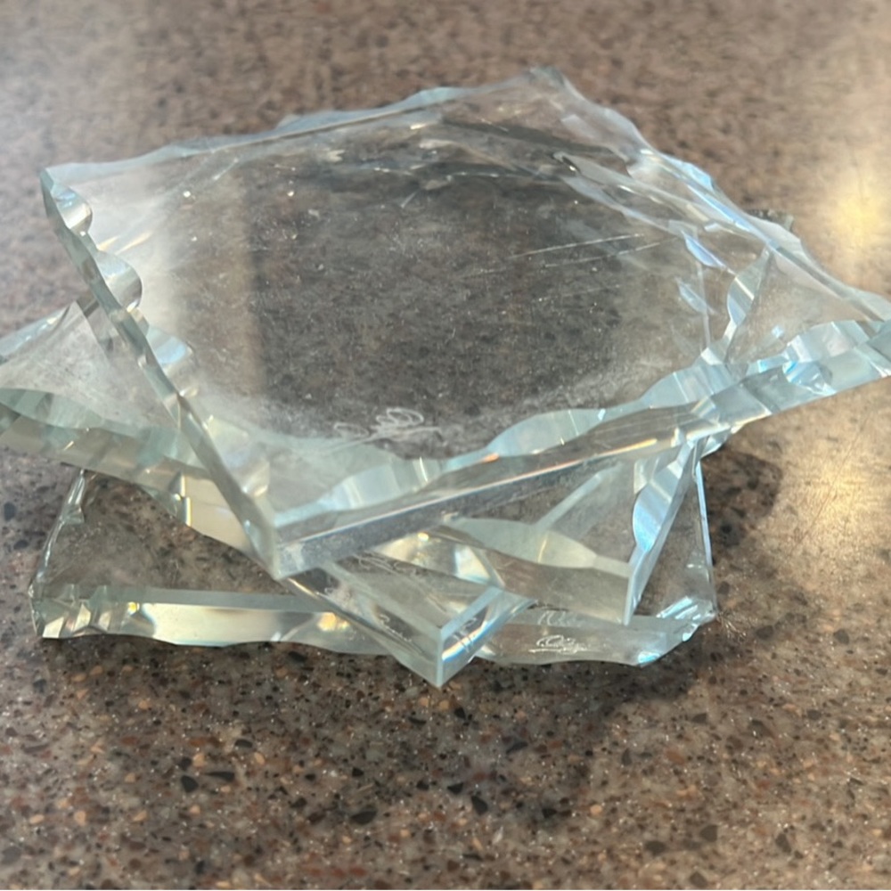 Glass Crystal Heavy Coasters with Beveled Edges (4)